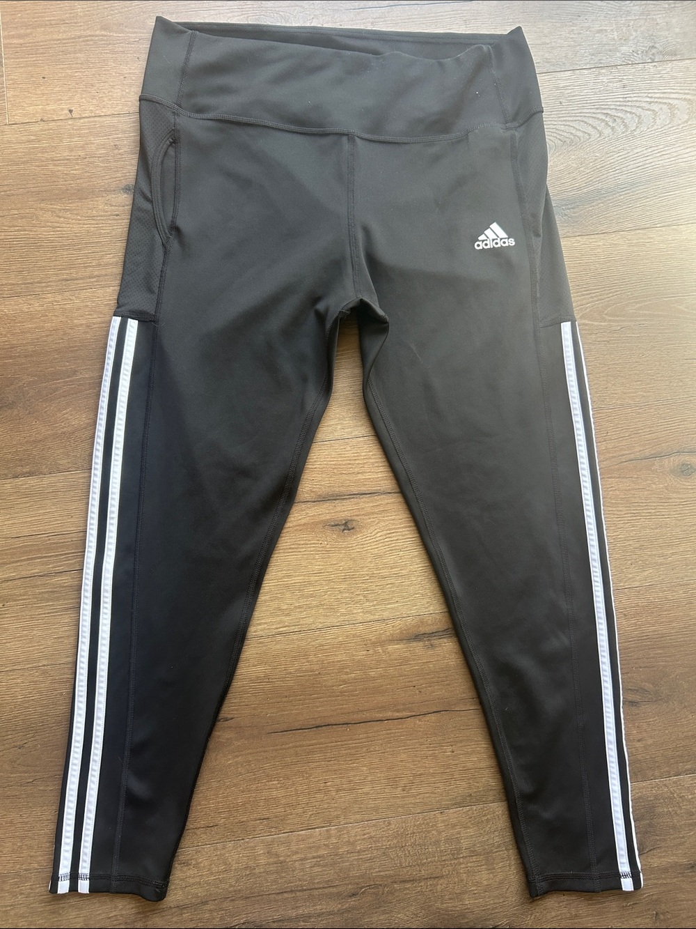 adidas Black Athletic Leggings with White Stripes !! XL